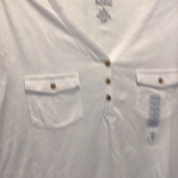Croft & Barrow Womens White Short Sleeve Utility Henley Top Size XL - Picture 3 of 8